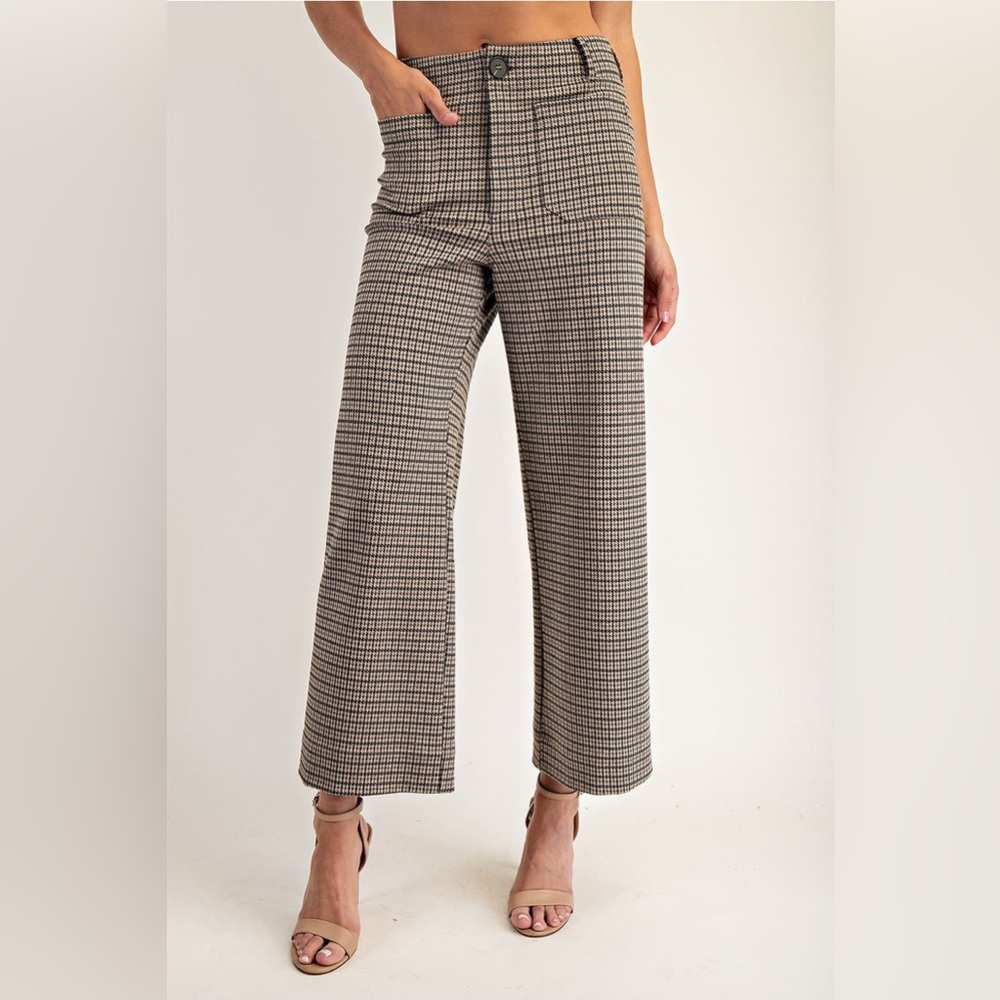 Houndstooth Straight Leg Cropped Trouser Pants - eesome - Picture 4 of 4